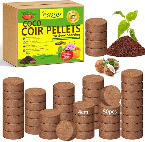 Miniatura 13 de Legigo 100 Piezas 30mm de Fibra de Coco Pellets Mezcla de Suelo para Inicio de Semillas - Pods de Suelo de Fibra de Coco Orgánico para Plántulas