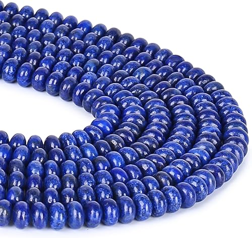 Miniatura 2 de ICAI - Cuentas naturales (piedra lapislázuli, 0.197 x 0.315 in), cuentas espaciadoras Rondelle sueltas para hacer joyas, manualidades, diseño de 1