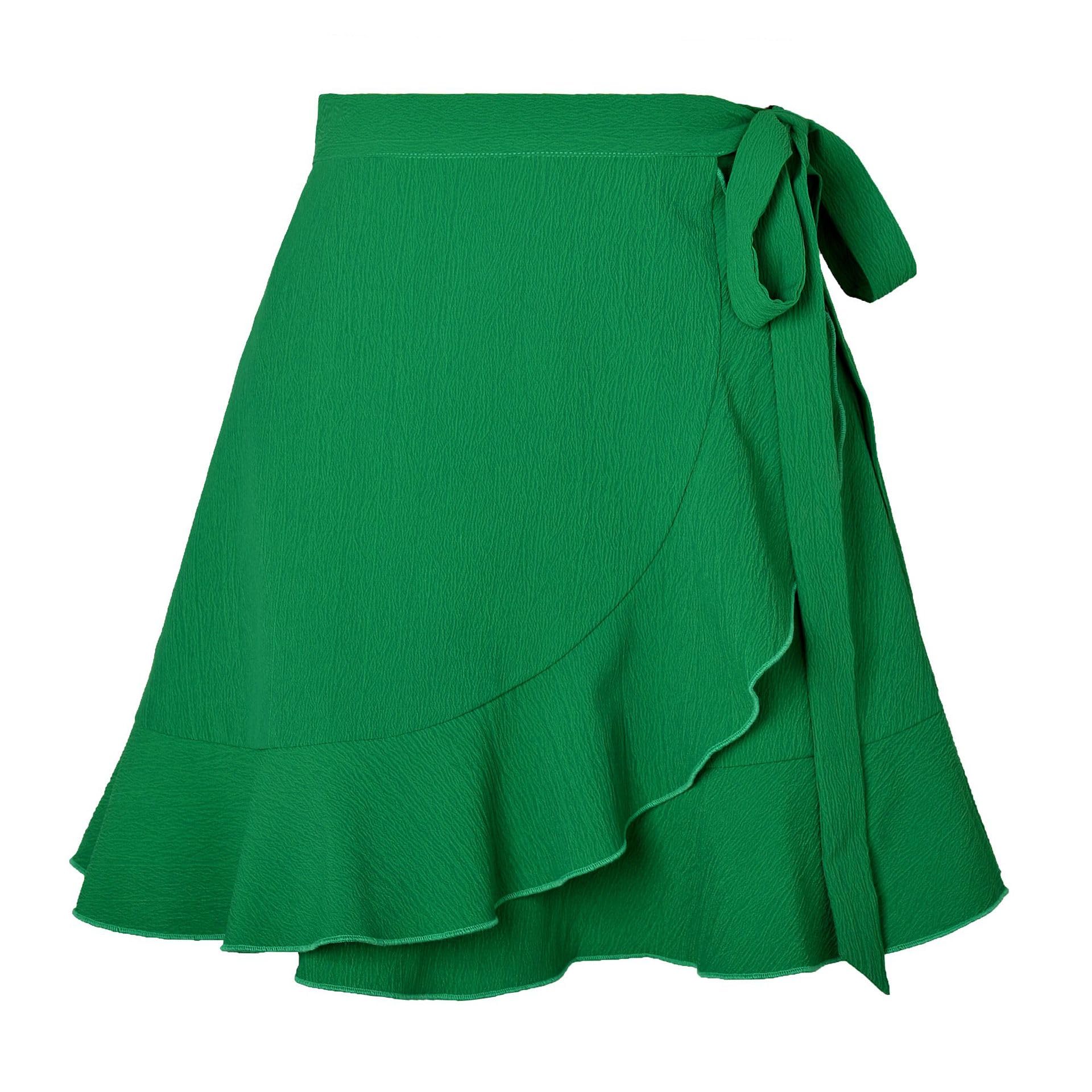 RWGSNB Faldas para Mujer,Minifalda con Volantes para Mujer Lazos Laterales Falda Cruzada De Cintura Alta Bikini Pareo De Playa Falda para Cubrir El Traje De Baño Falda Corta Informal con Vuelo De L