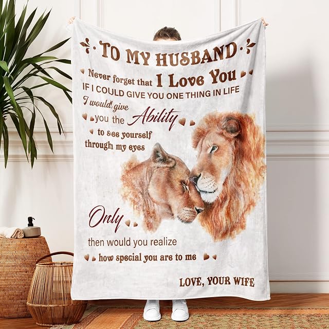 Juratar Husband Gifts from Wife, Flannel Blanket Wedding for Him, Husband Birthday Gifts, Romantic Gift for Husband ,(157x132 cm)