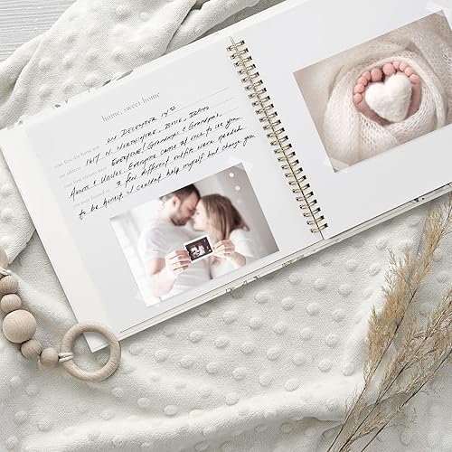 Miniatura 2 de Libro de recuerdos para bebés de recuerdo para niños y niñas, álbum de fotos atemporal para bebés de 5 años, álbum de recortes de diario neutro de