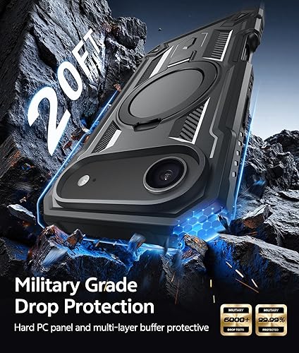 Miniatura 6 de FNTCASE Funda para iPhone Air con soporte magnético de anillo de soporte de grado militar, a prueba de caídas, a prueba de golpes, resistente, para