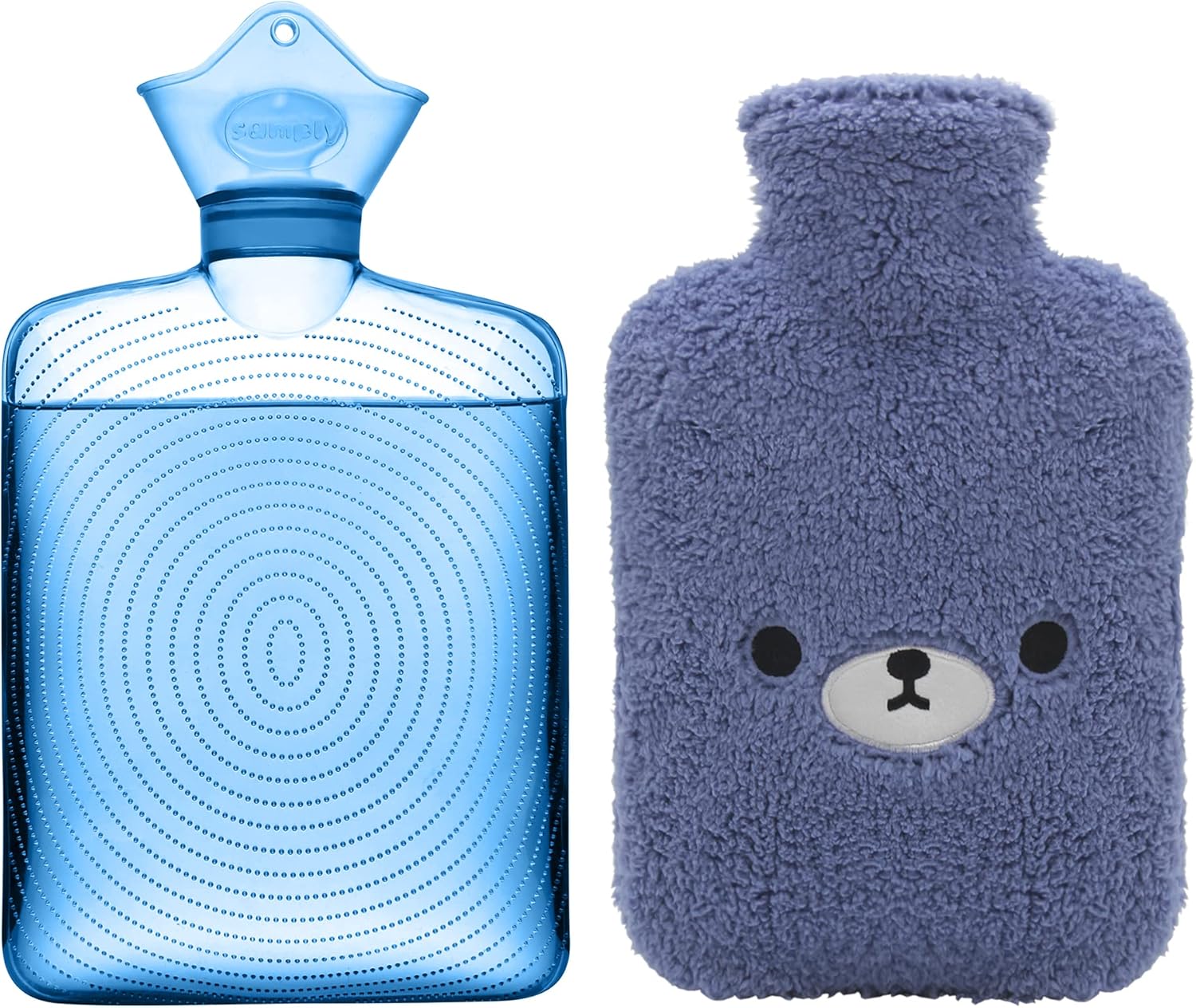 samply Hot Water Bottle with Cute Animal Cover, 2L Hot Water Bag for Hot and Cold Compress, Hand Feet Warmer, Neck and Shoulder Pain Relief, Great Gift for Women or Children, Gray Squirrel : Health & Household