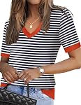 Zeagoo Tiges manches courtes Femmes V Col Robe Casual Pull en maille souple