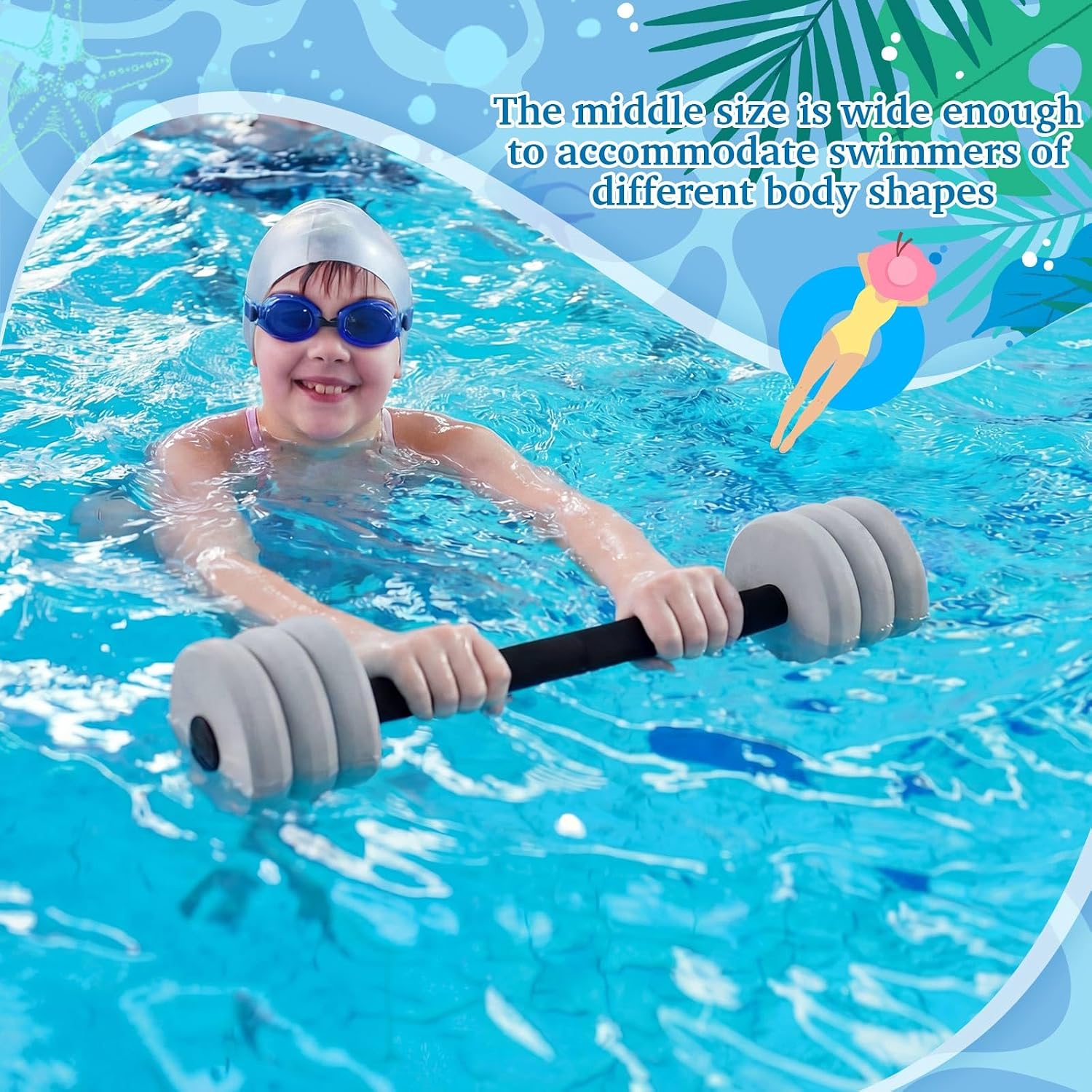 Soulchen Long Aquatic Exercise Dumbbells Foam Water Weights Dumbbell Aquatic Pool Barbells with High Density EVA Foam for Swim Water Aerobics Workouts Loss