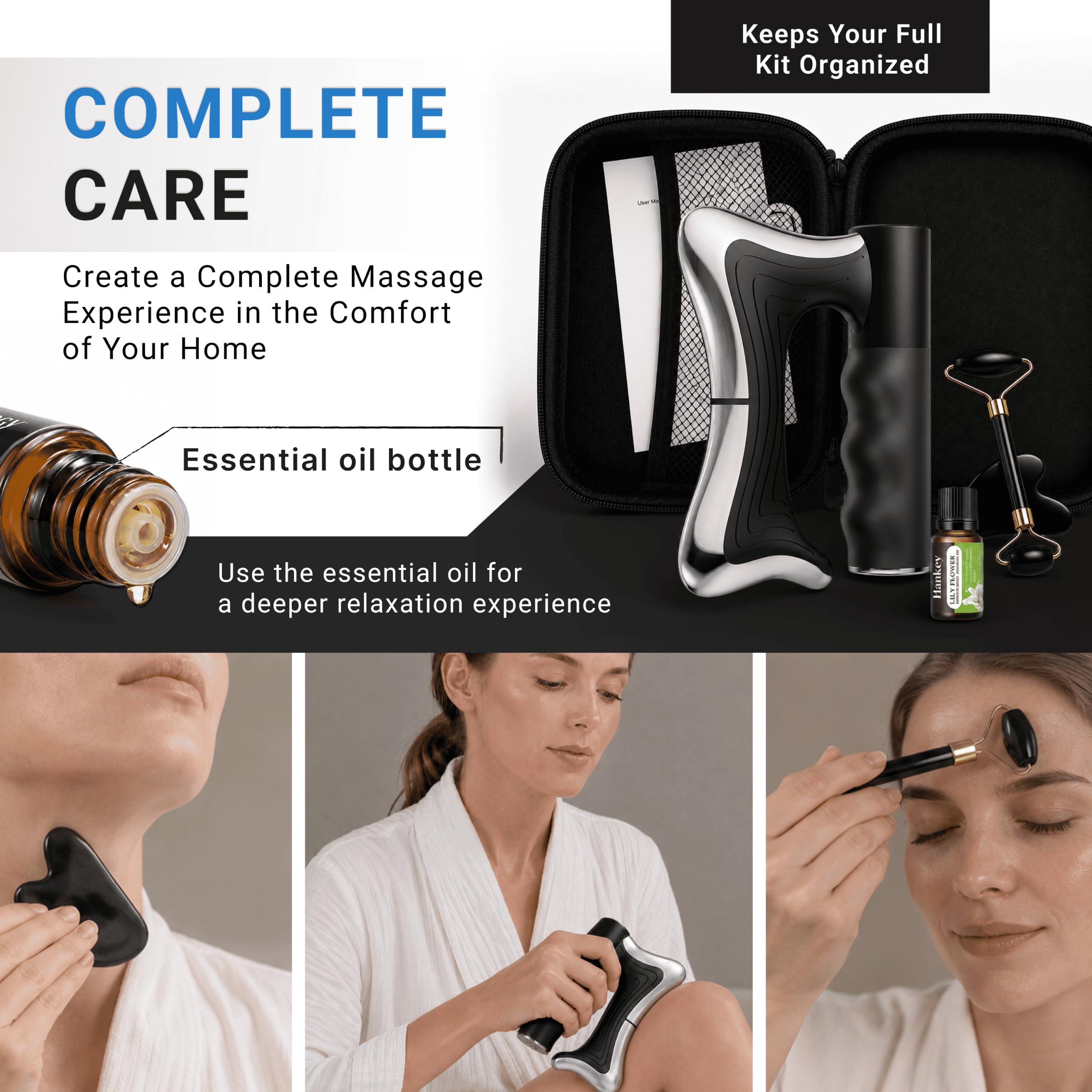 Saloi Heated Muscle Scraper Tool Kit with Jade Roller & Gua Sha Stone