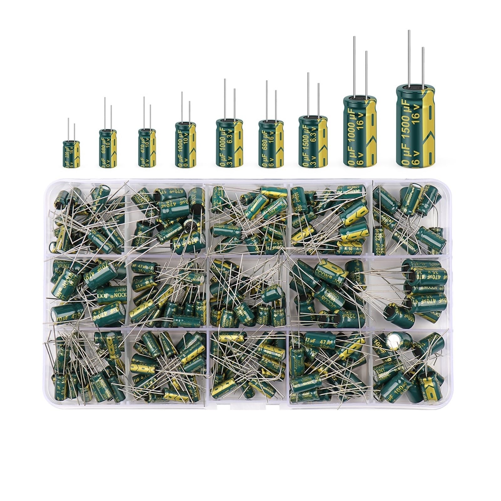 Kit assorti condensateur 16V 50V 1uF 470uF CAALO pour boîte de rangement atelier