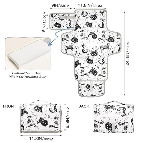 Miniatura 4 de Cambiador portátil para bebé, tapete cambiador de pañales impermeable con almohada incorporada, regalo de ducha para bebé