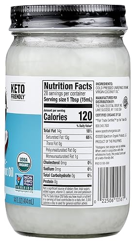 Miniatura 7 de Spectrum Aceite de coco virgen orgánico sin refinar 14 onzas