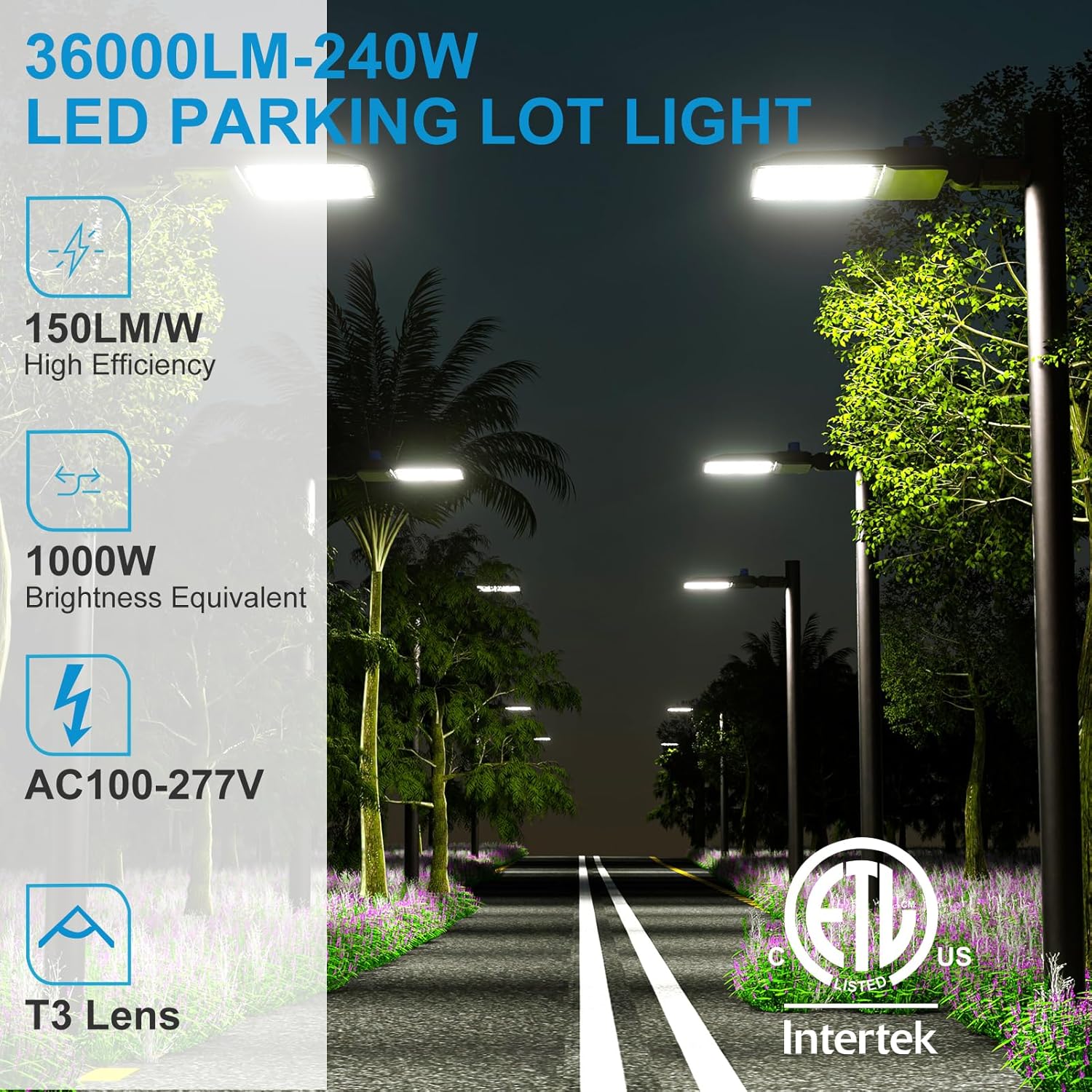 Lightdot LED Parking Lot Lights 240W 36,000LM Parking Lot Lights Outdoor 5000K IP65 Led Pole Light with Photocell, Slip Fitter Mounting for Parking Lot,Yard,Driveway-2Pack-7Yrs Warranty(Black)