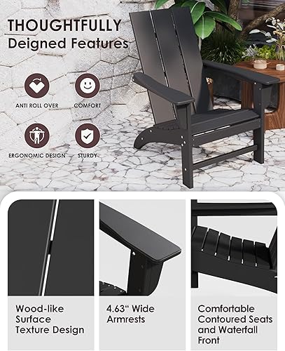 Miniatura 6 de Poly Lumber - Juego de 2 sillas Adirondack resistentes a todo tipo de clima, con aspecto de madera, sillas para hoguera de exterior premontadas para