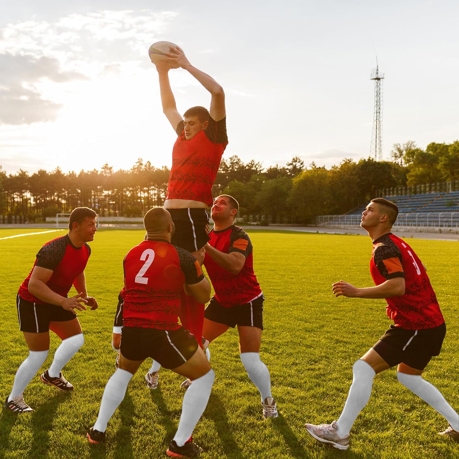 2 Pair High Football Baseball Socks Multiple Sizes Over the Knee Baseball Socks Extra Long Soccer Sock for Boys Men - Image 3