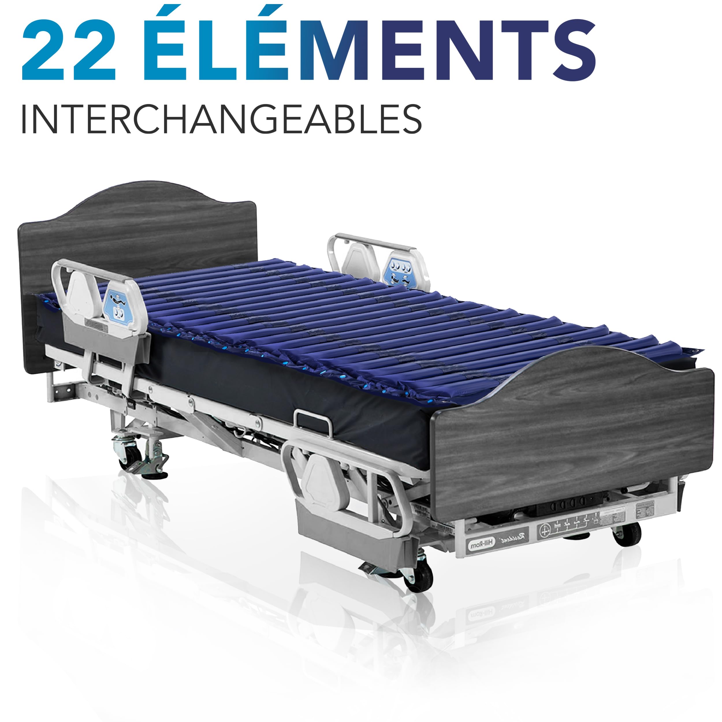 AIESI® Matelas Anti escarres à éléments interchangeables avec compresseur à cycle alterné réglable DOCTOR MATTPLUS, 22 éléments, Capacité 150 Kg, Silent, Garantie 24 mois