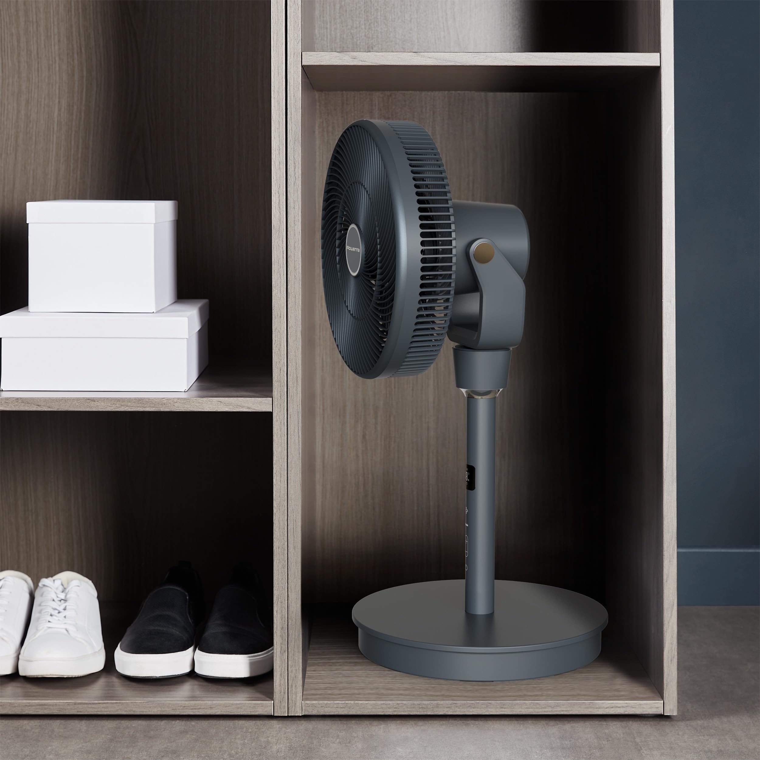 Rowenta Turbo Silence Compact 3D Multiflow, Standventilator, 19 dB, Reichweite 25 m, multidirektionale Oszillation, 18 Geschwindigkeitsstufen, Nachtmodus, Fernbedienung, QV5041F1