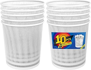 SHSYCER Office Mesh Trash Cans (10-Pack 4 Gal),Open Metal Wire Wastebaskets, Mesh Office Garbage Can,Waste Basket Trash Can for Near Desk,Wire Garbage Container Bin for Home,School