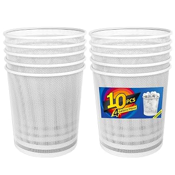 Office Mesh Trash Cans 10-Pack 4 Gal,Open Metal Wire Wastebaskets, Mesh Office Garbage Can,Waste Basket Trash Can for Near Desk,Wire Garbage Container Bin for Home,School