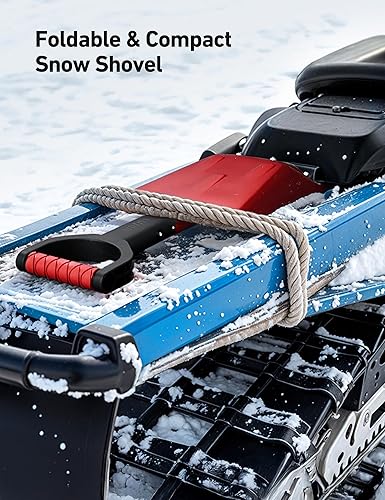 Miniatura 7 de AstroAI Pala de nieve plegable de 39 pulgadas para automóvil, pala de nieve extensible con mango de aluminio grueso y bisagra de hierro reforzado,