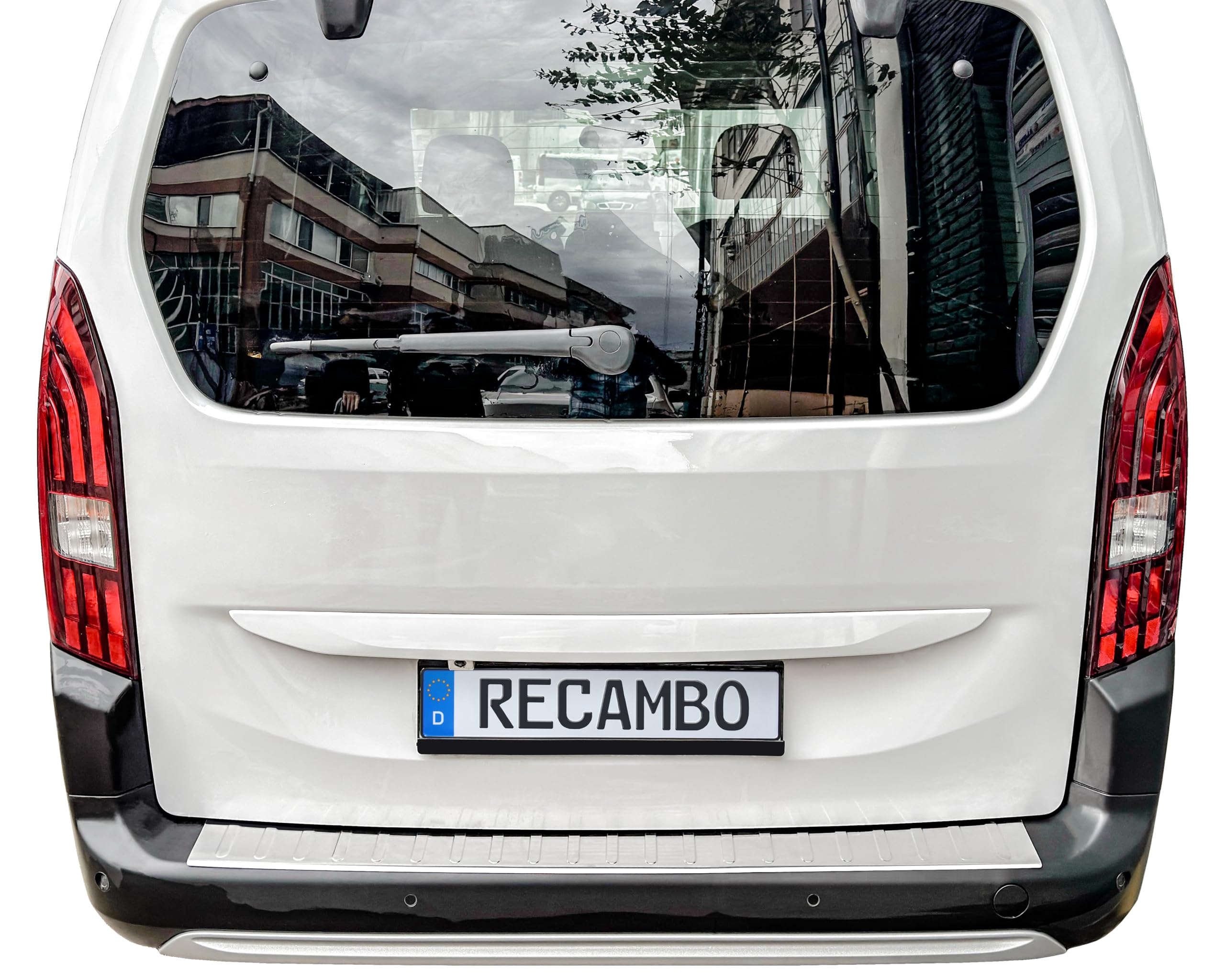 RECAMBO | Protector de Parachoques Trasero | Compatible con Peugeot Rifter | a Partir de 2018 | Acero Inoxidable Mate | Protección Borde de Carga