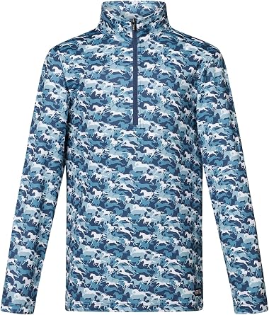 Kerrits Kids Next Level Coolcore Horse Riding Shirt Cooling, Long Sleeve Kids Equestrian Sun Shirt with Horse Print