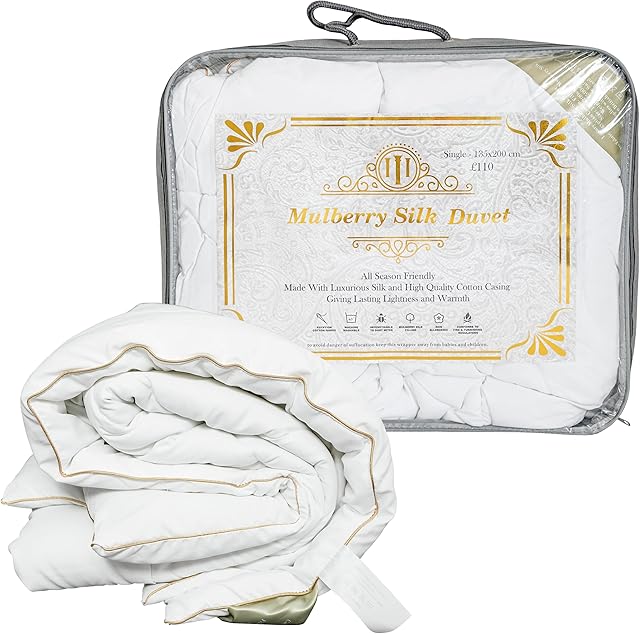King Size Duvet Luxury Silk Bedding - Mulberry Silk Filled Duvet with Egyptian Cotton Casing - Gentle Cotton Duvet for Comfort & Better Sleep - Soft & Comfortable Winter & Summer Duvet by LuxBedCo