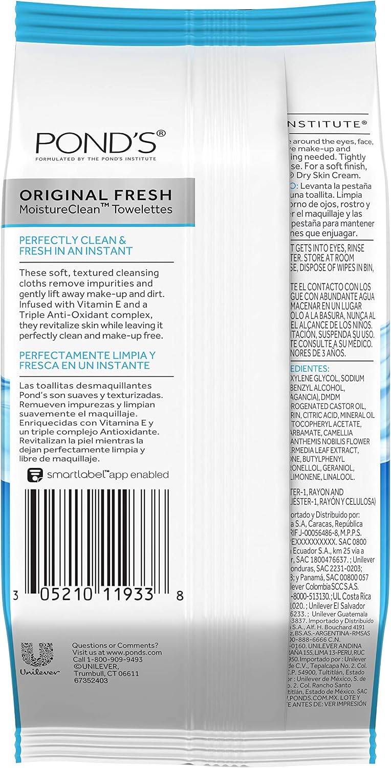 Pond's Makeup Remover Wipes, Original Fresh, 28 ct