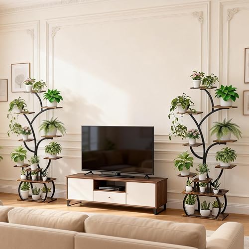 Miniatura 6 de VINGLI Soporte para plantas de 61 pulgadas de alto con luz de crecimiento, estante de plantas de interior de 10 niveles con tiras de luz LED,