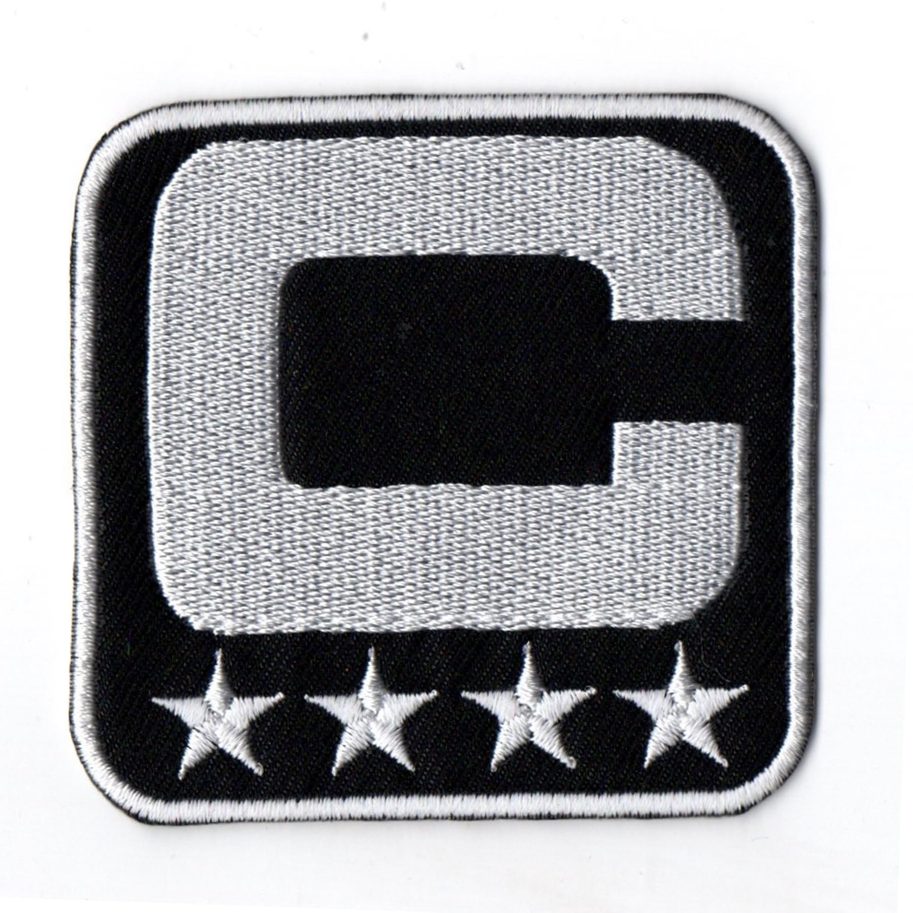 Captain C Iron on Patch Black (4 White Star) Embroidered for Clothing Shirt Jacket Jeans Backpack Cap P95