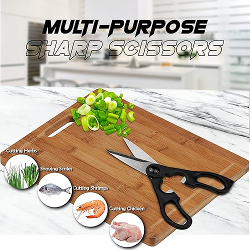 Miniatura 6 de Lux Decor Collection - Juego de cuchillos de cocina y carne de 15 piezas, cuchillos afilados de acero inoxidable negro, juego de cuchillos de acero