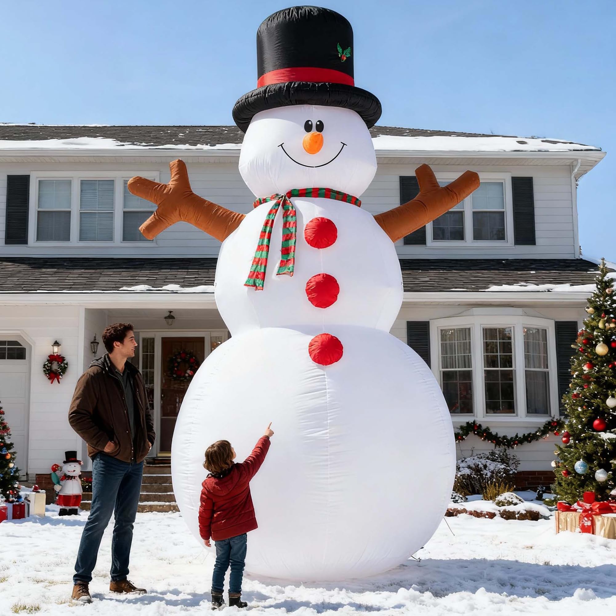 14.5 FT Christmas Snowman, Huge Blow Up Snowman Inflatable Decor, Lighted Xmas Inflatables for Lawn Yard Holiday Party