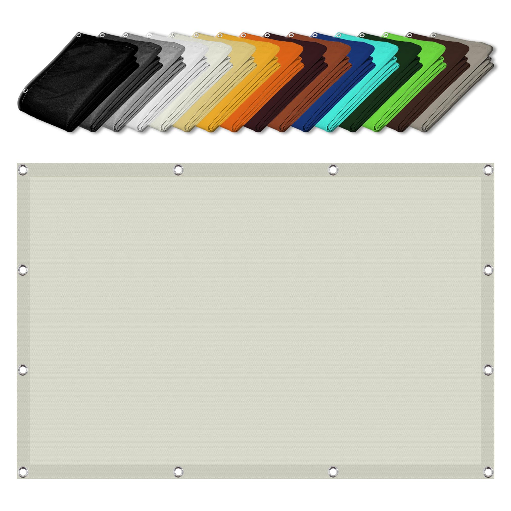 Voile d'ombrage bord droit 3.8x8m blanc cassé avec oeillets