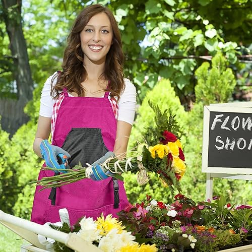 Miniatura 5 de Delantal de jardinería, delantal de jardín con bolsillos de liberación rápida, Oxford resistente al agua con correa cruzada de ajuste, trabajo