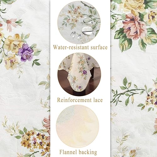 Miniatura 10 de Mantel de girasol impermeable de 60 x 104 pulgadas, mantel floral de vinilo con reverso de franela para mesas rectangulares, comedor de primavera y