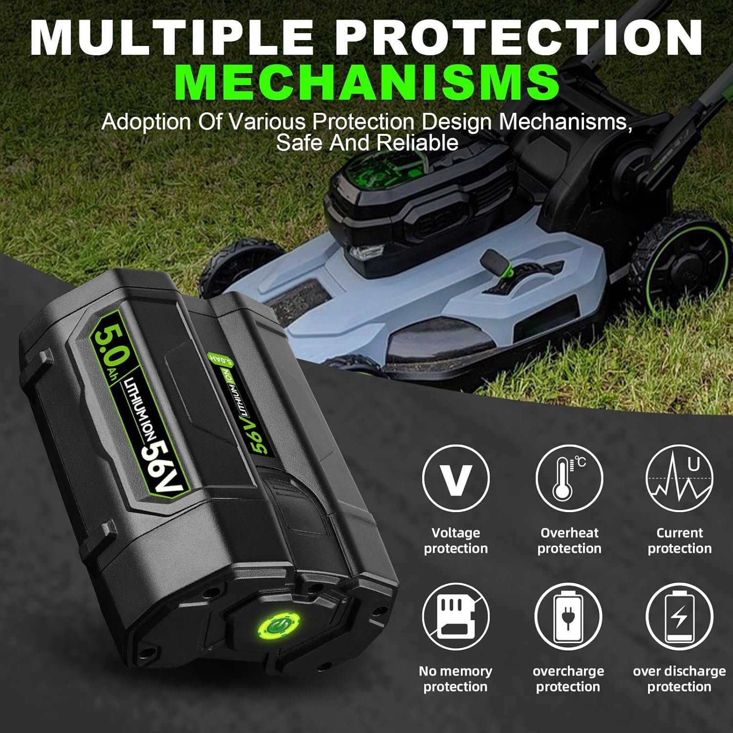 2Pack 5.0Ah 56V Replacement for EGO Battery 56V Power+ BA1400T BA2800T BA4200T BA5600T Lithium Ion Battery Compatible with EGO Power Tools CS1604 CS1804 CS1403 Cordless Tool