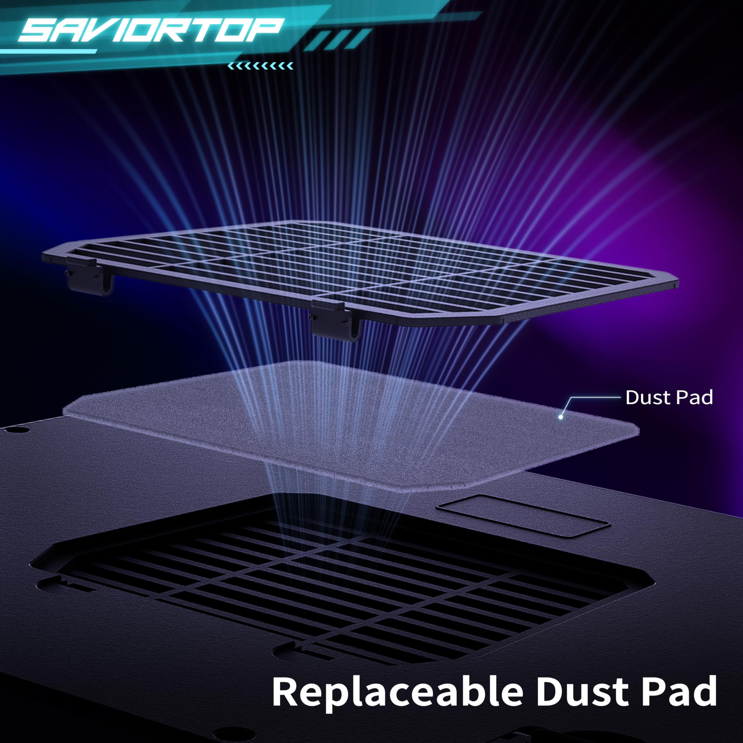 Brook Saviortop - Enfriador de laptop para juegos, almohadilla de refrigeración IC Core con ventilador turbo avanzado, enfriamiento rápido para portátiles de 10 a 19 pulgadas, velocidad ajustable,
