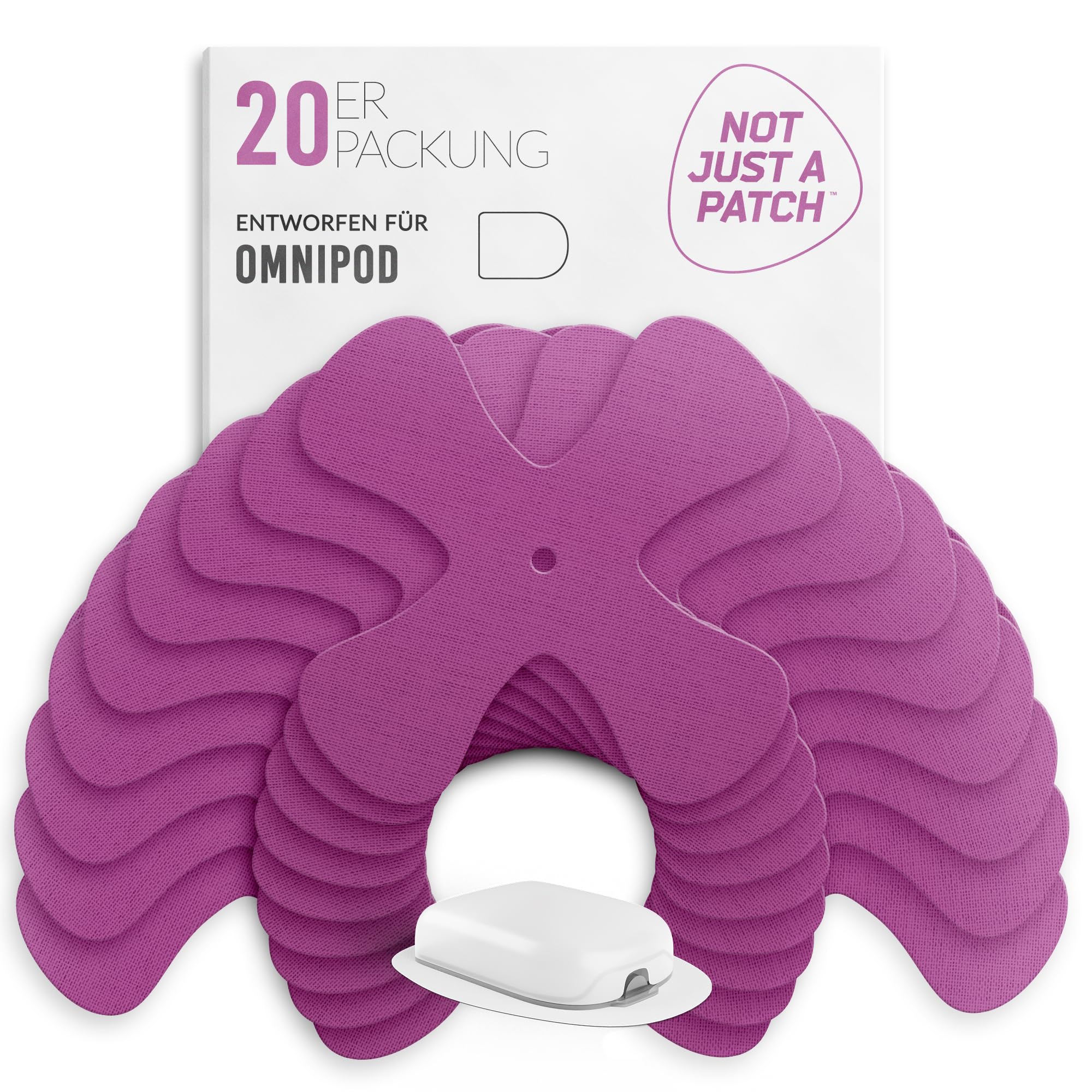 Not Just A Patch X-Patch Omnipod 5 Pflaster (20er Pack) - Schweißresistent & Sicherer Halt für optimale Haftung & sanften Schutz - 14 Tage Tragedauer (Lila)