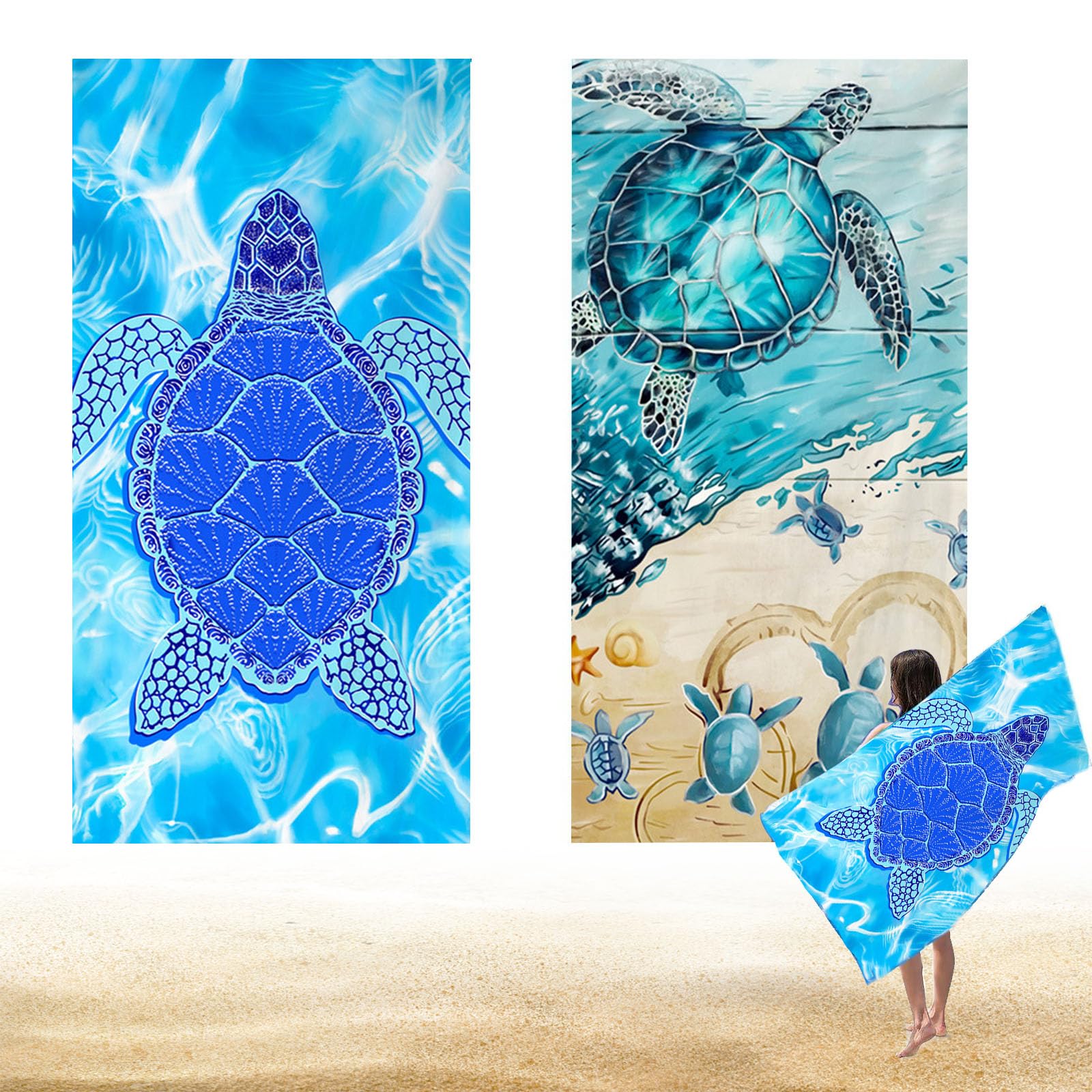 Sythrix Blue Microfibre Beach Towels For Adults Extra Large 2 Pack Set, 180 × 90 Cm Quick Dry Beach Towel,Lightweight Beach Towel Beach Towels,Microfiber Towel For Beaches Camping Travel