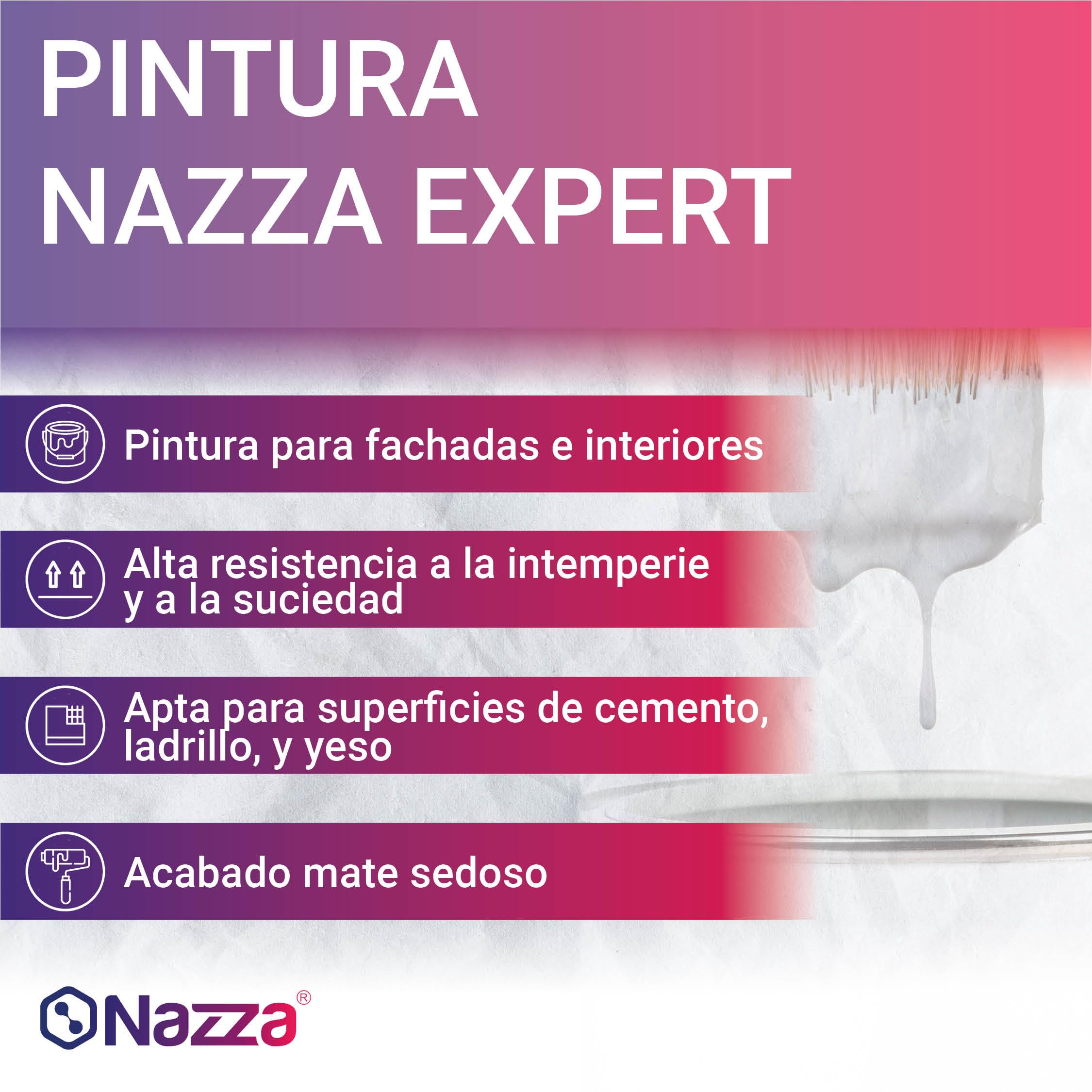Nazza Pintura Blanca Interior y Exterior Expert de Extraordinaria Blancura - Acabado Mate Sedoso - Con Certificado de Reacción al Fuego - Formato 15 litros