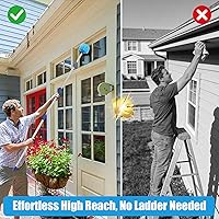 Vista 5 de Plumero de telarañas con poste de extensión, plumero de 8 pies de largo para techos altos, paredes, cerdas medianas rígidas, cepillo para telarañas