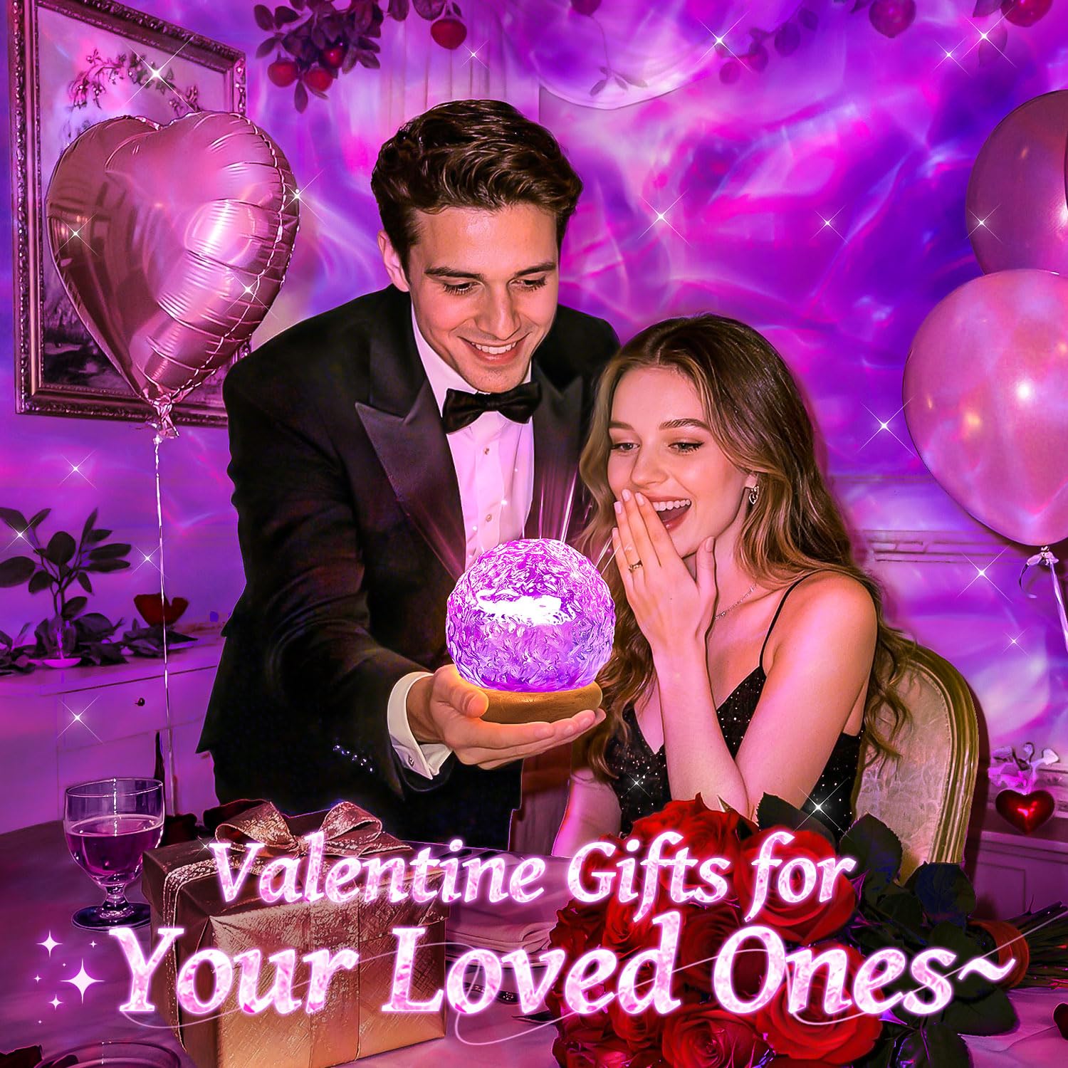Trendy Valentines Day Gifts for Teen 18 Colors Northern Lights Projector Mood Lighting Dimmable Ocean Lamp Night Light — view 2