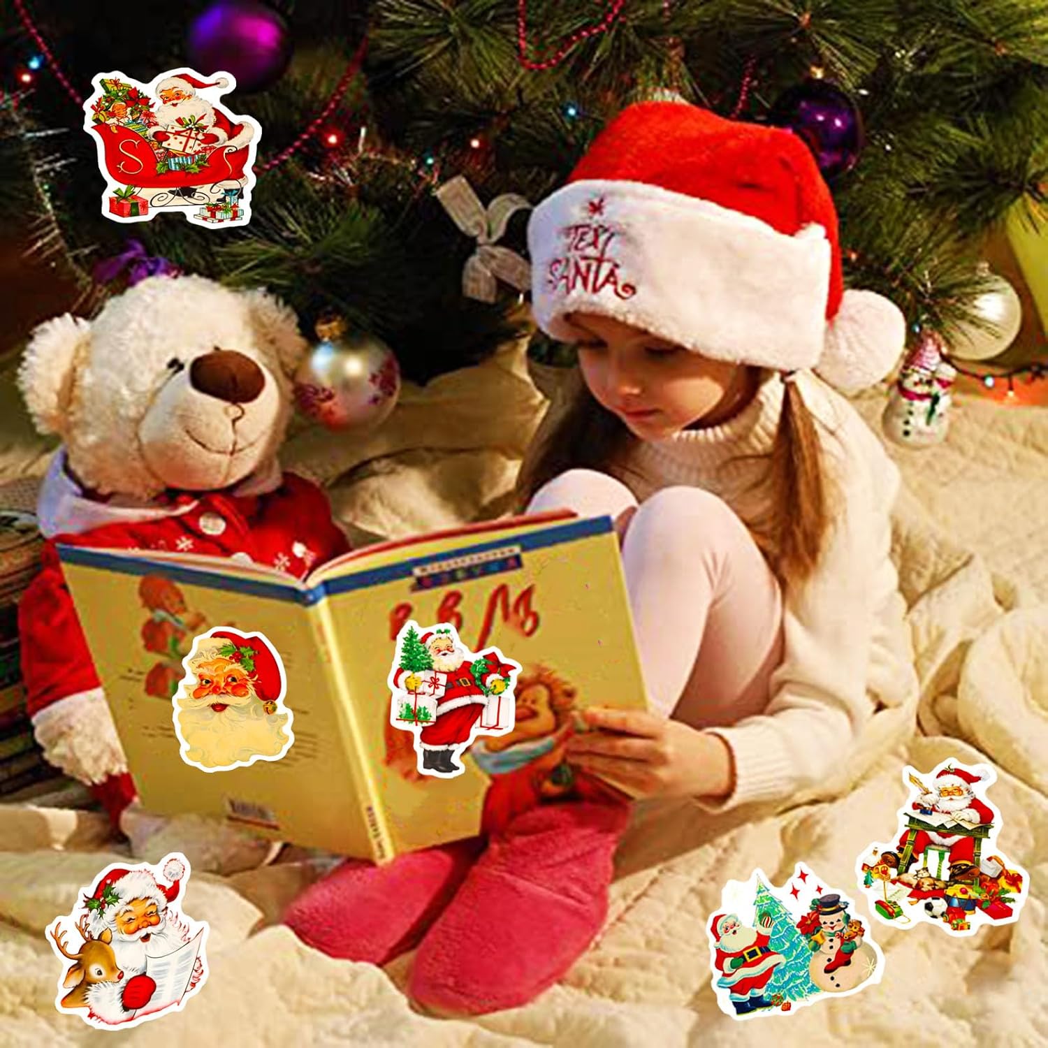 100PCS Vintage Christmas Stickers, Santa Claus Snowman Sticker Pack for Kids Teens, Waterproof Holiday Stickers Decals for Scrapbook,Cards, Christmas Gifts Vsco Sticker for Kids - Image 5