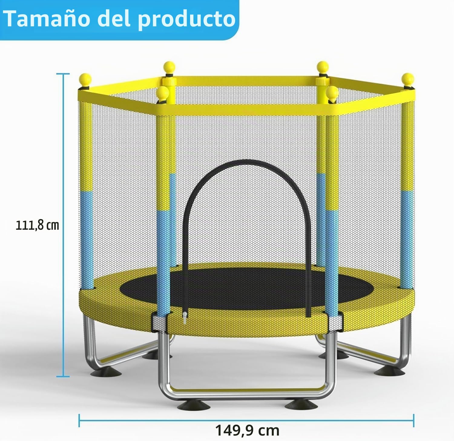 Trampolín de 150 cm para niños, para exterior e interior, con red de seguridad, ajustable 150 kg, para niños y niñas de 3 a 8 años