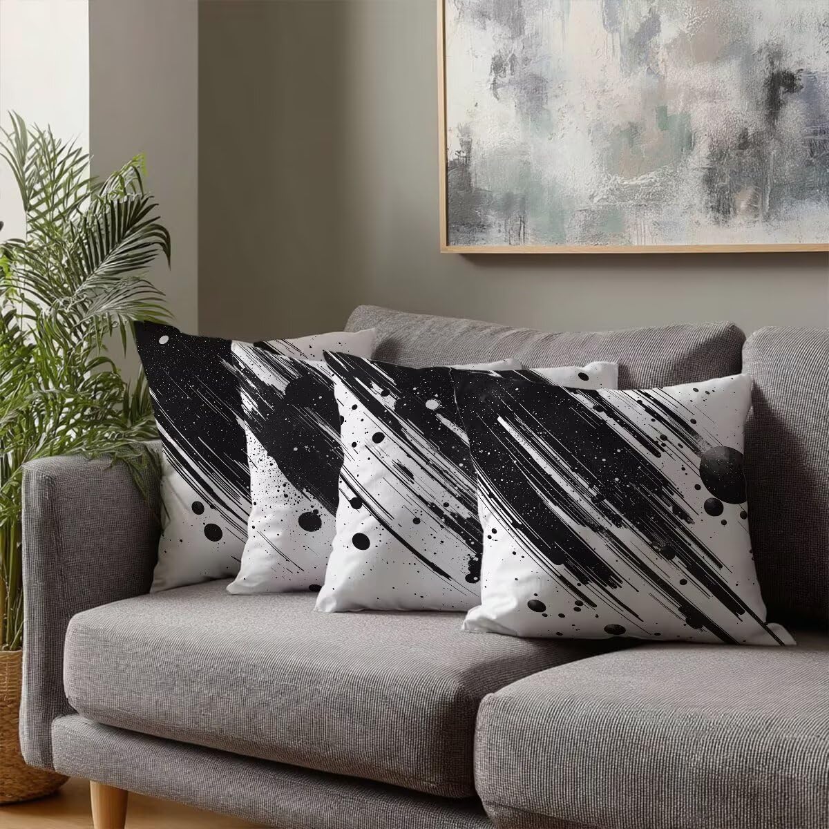 Federe Cuscini Divano 55x55 cm, Grigio Cuscini per Divano, Velluto Federe Cuscino Letto Impermeabili Set da 4, Copricuscini Moderno Motivo con Cerniera Invisibile Design per Sofá, Regalo Donna G-41