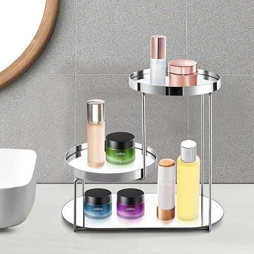 Miniatura 10 de Organizador de baño para encimera, 3 niveles, estante de exhibición de cosméticos independiente, lápiz labial, estante de exhibición, organizador de