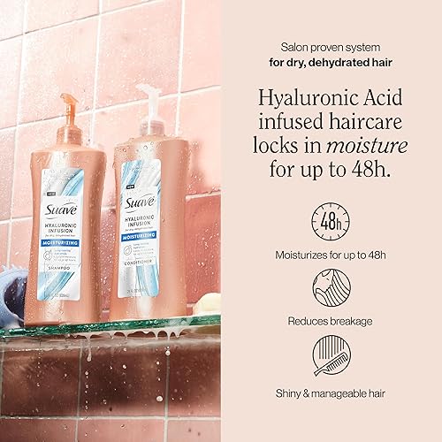 Miniatura 2 de Suave Champú hidratante de infusión hialurónica, hidratación de larga duración para cabello seco y deshidratado con ácido hialurónico, bomba de 28