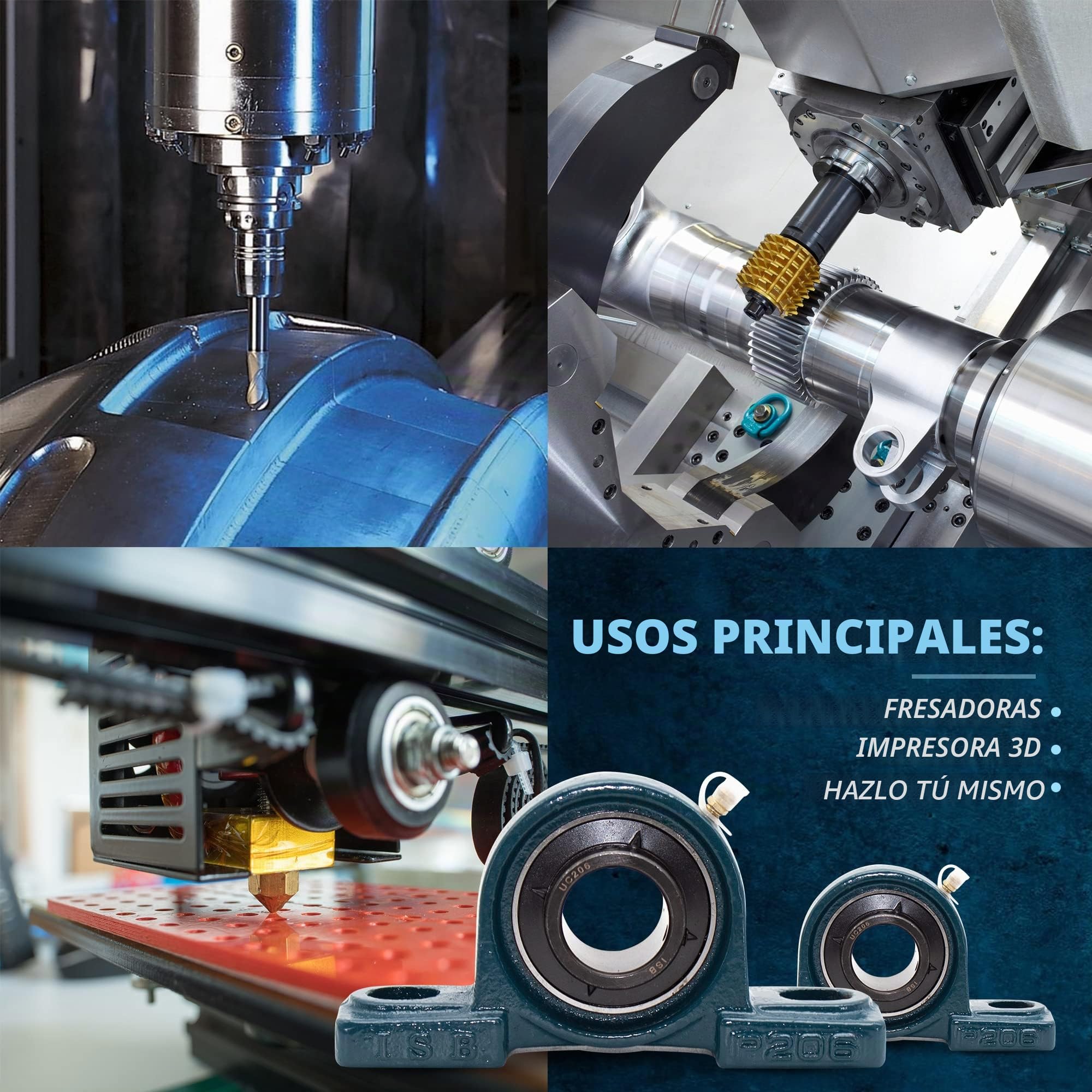 DOJA Industrial | Rodamientos con Soporte UCP 204 | Cojinetes de Bolas para Eje de 20mm | Pack de 4 unidades | Principales usos: Fresadoras, Impresora 3D, Bricolaje.