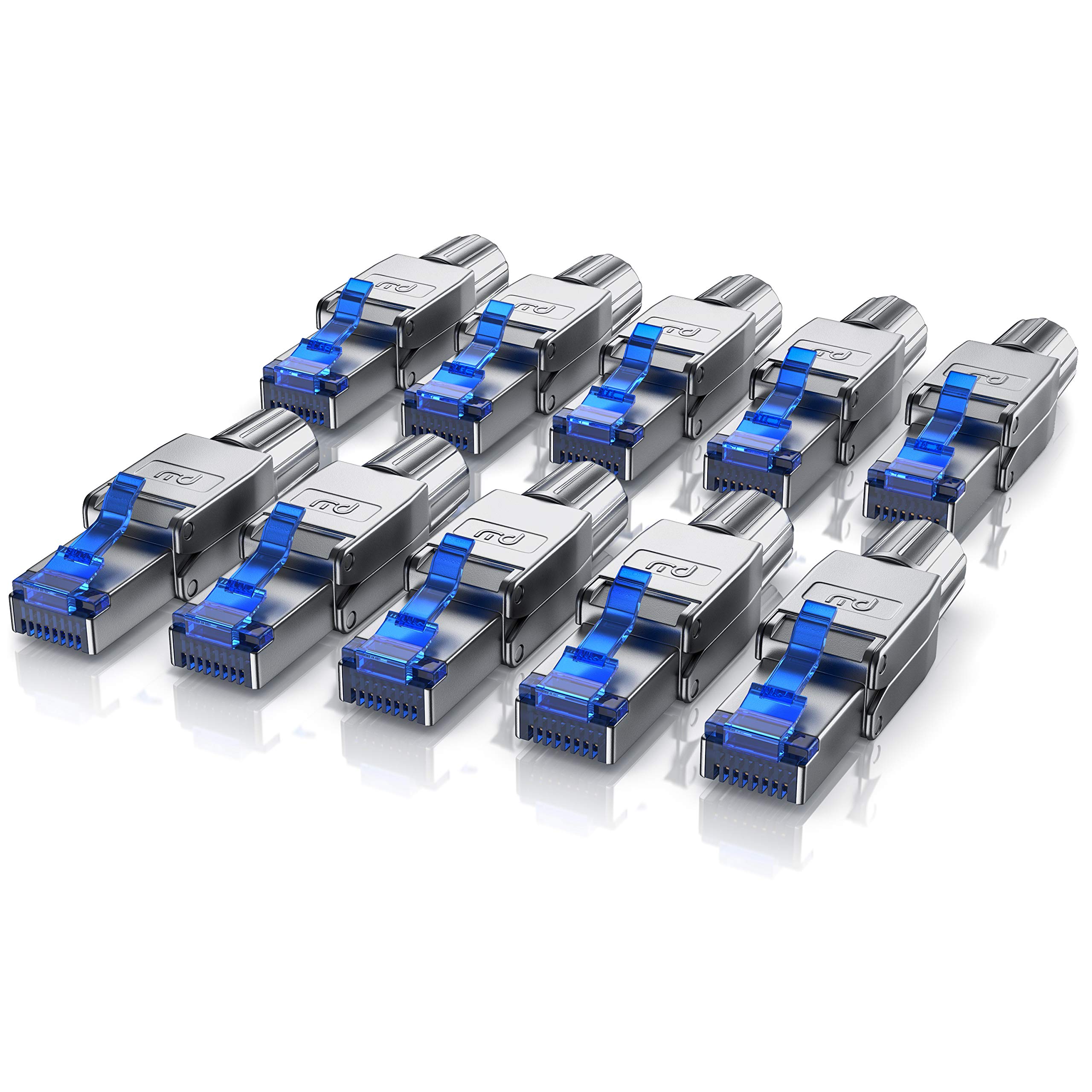 Primewire - 10x connecteurs de sertissage sans Outils RJ45 Cat 6 Cat 7 Cat 8 - connecteur modulaire rj45 - fiche rj45 sans Outil - blindé en Zinc - LAN 40 GBit/s 20000 MHz - TIA-568A, B - 23, 26 AWG