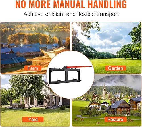 Miniatura 6 de VEVOR Lanza de heno de 49 pulgadas, lanzas de bala con capacidad de carga de 1600 libras, accesorio de tractor con 2 lanzas estabilizadoras de 17.5