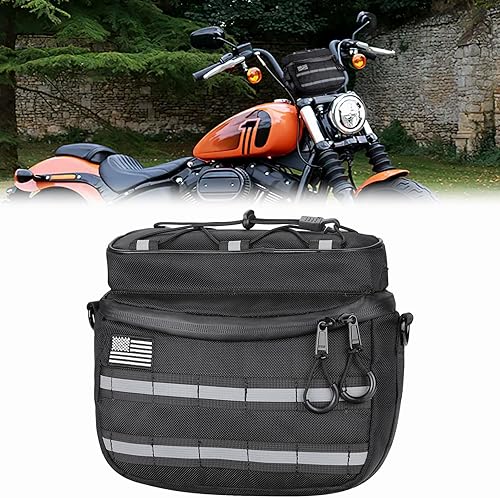 KEMIMOTO Bolsa de herramientas para manillar de motocicleta con tiras reflectantes 2.5L Bolsa de barra de mango de bicicleta Sissy Bar Bolsa de