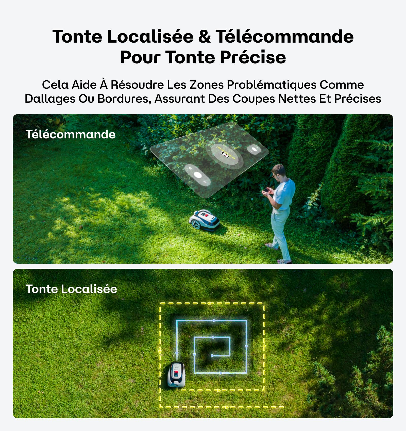 Raccoon 2 SE Robot Tondeuse 600m² Vision sans RTK Tonte en U Forme 5Ah Recharge Rapide 150mins Autonomie