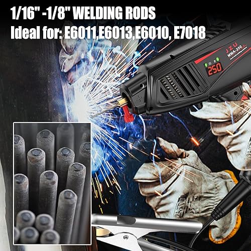Miniatura 6 de Máquina de soldadura de mano, inversor IGBT MMA 250A, soldador de arco portátil con pantalla LCD, soldador de palo de 110 V, compacto y ligero,